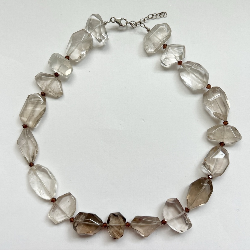 Chunky Quartz Statement Sterling Silver Necklace - image 4